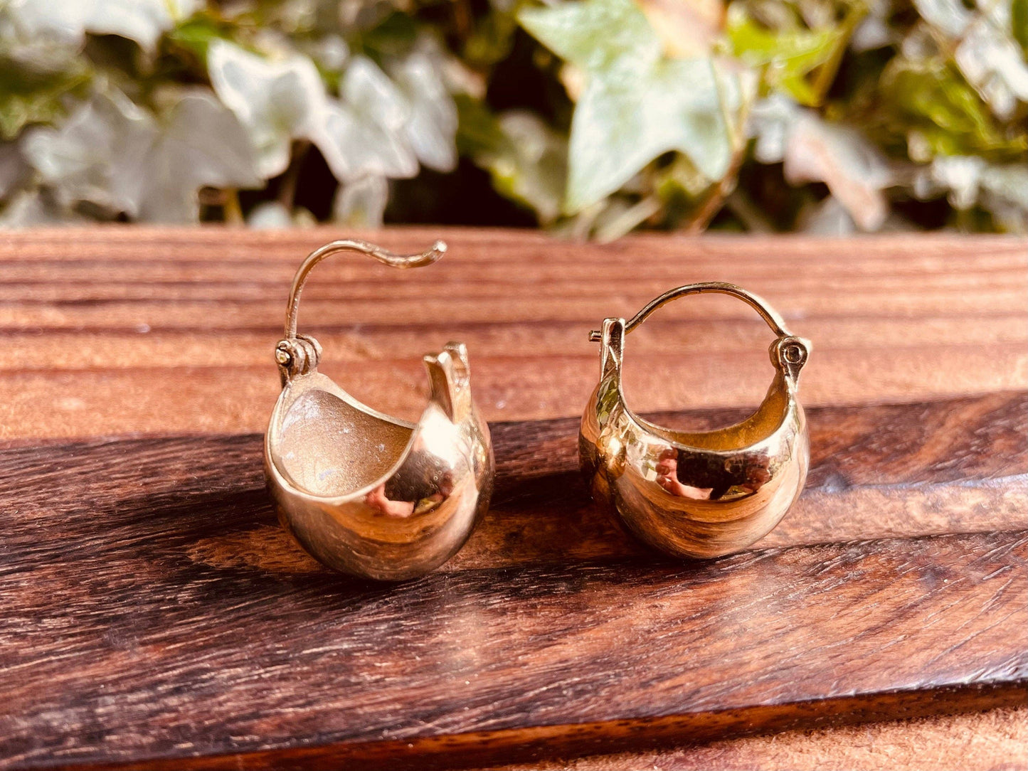 Chunky Ball Hoop Earrings Gold Brass