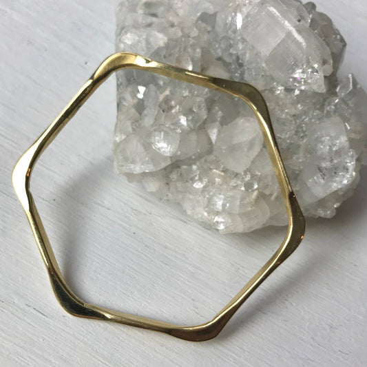 Hammered Brass Bangle: Hexagon