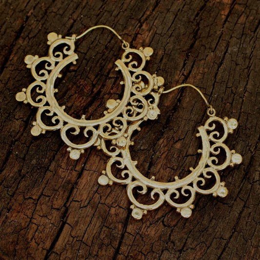 Brass Blossomed Hoop Earring