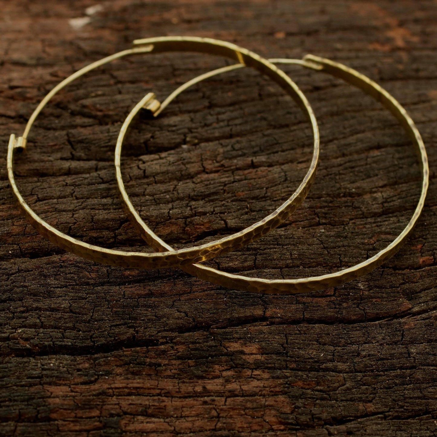 Brass Hammered Hoop Earring