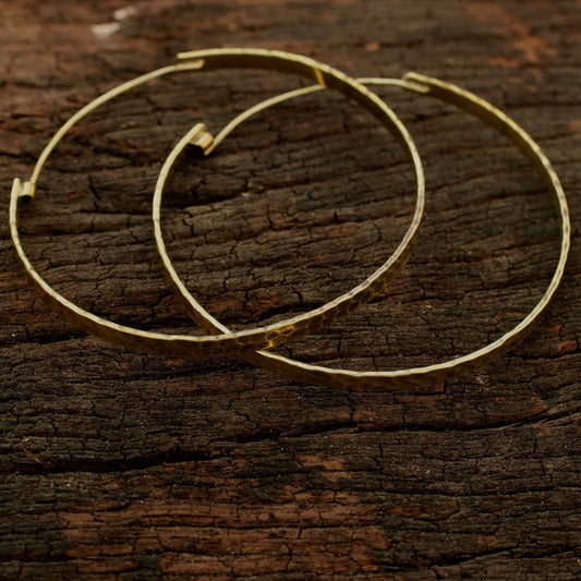 Brass Hammered Hoop Earring