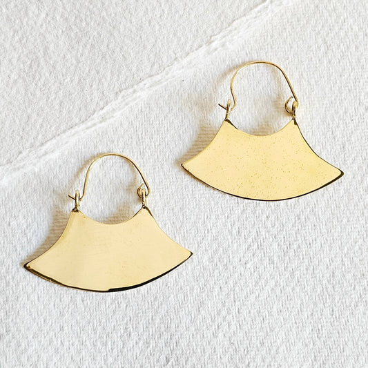 Brass blade curve arc hoop earrings