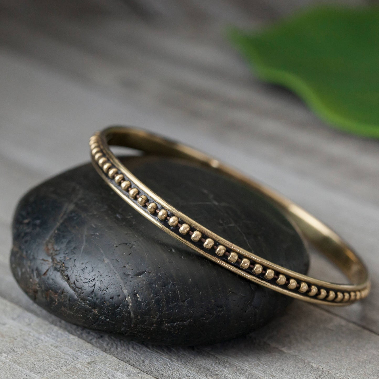Spotted Brass Bangle Bracelet