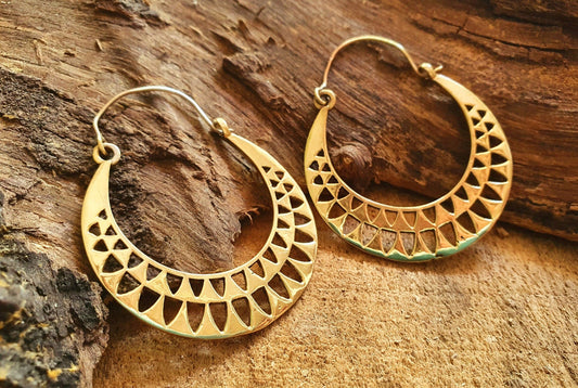 Aztec Brass Hoops