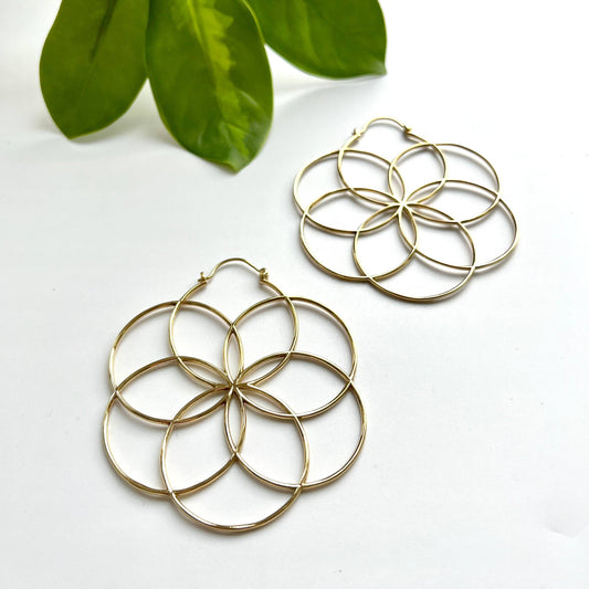 Large Brass Seed of Life Earring