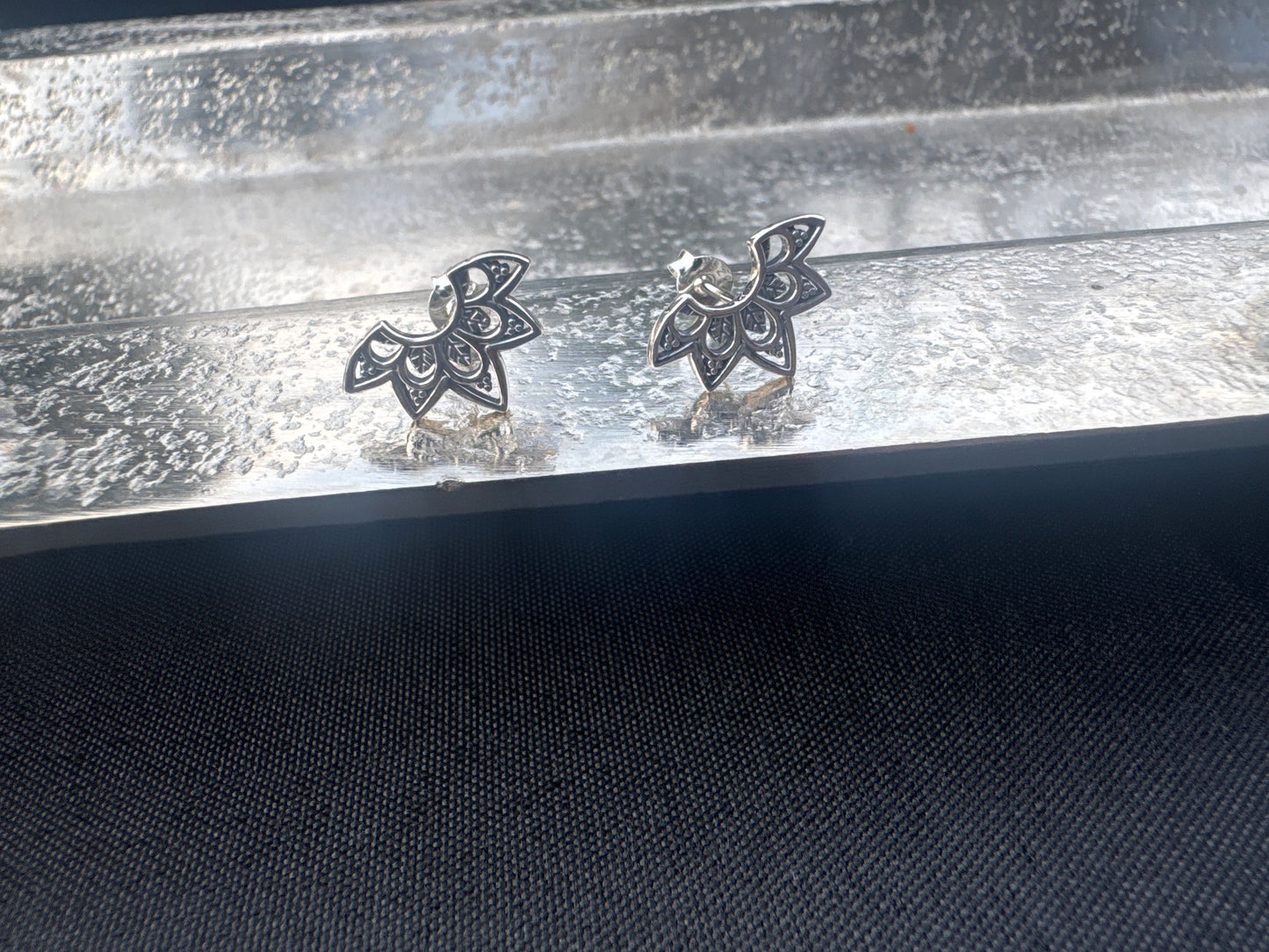 Sterling Silver Hugging Lotus Stud Earrings