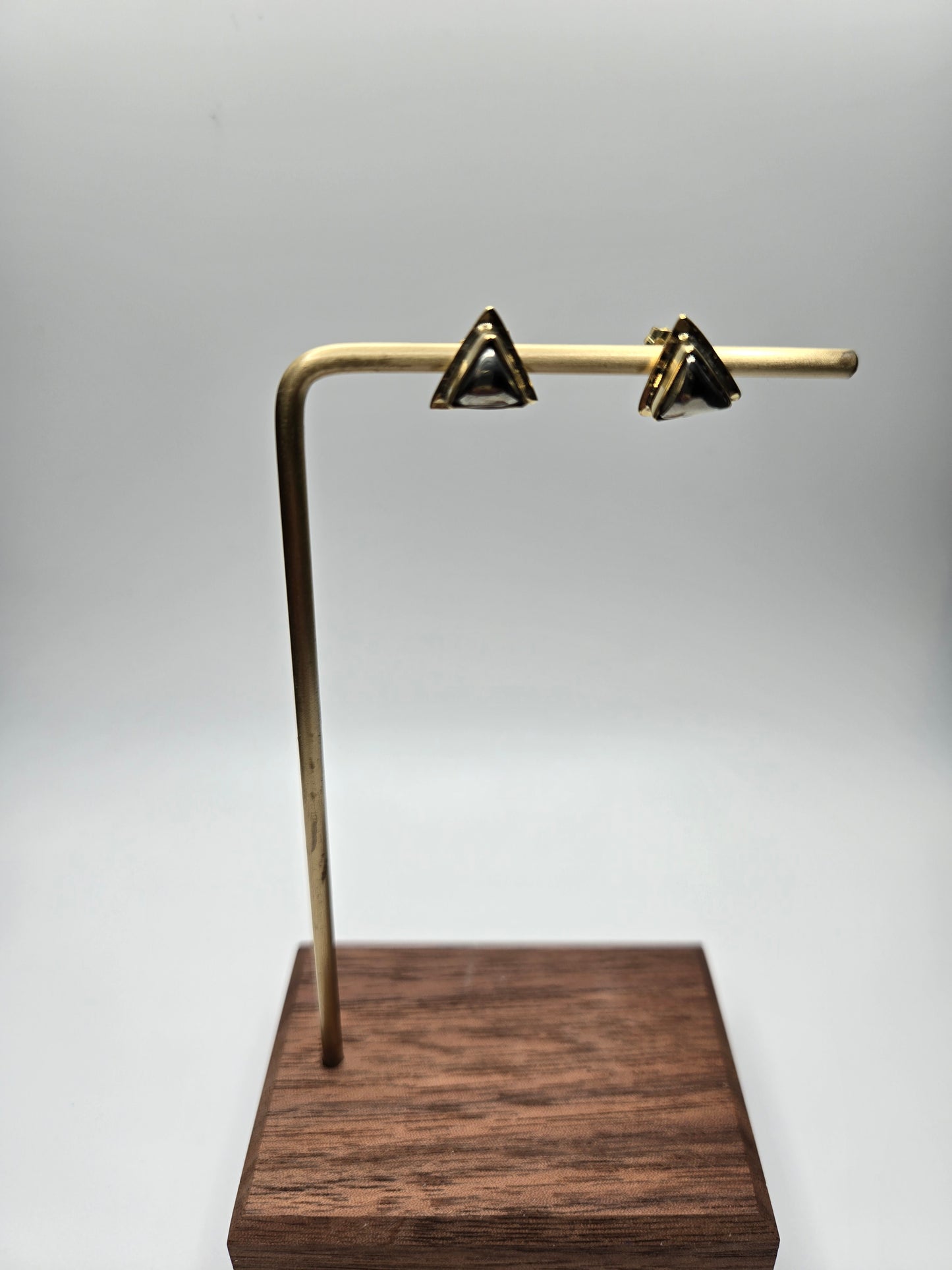 Brass Pyrite Triangle Stud