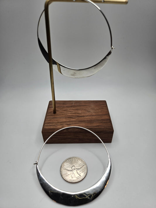 Sterling Silver Crescent Earrings: Large