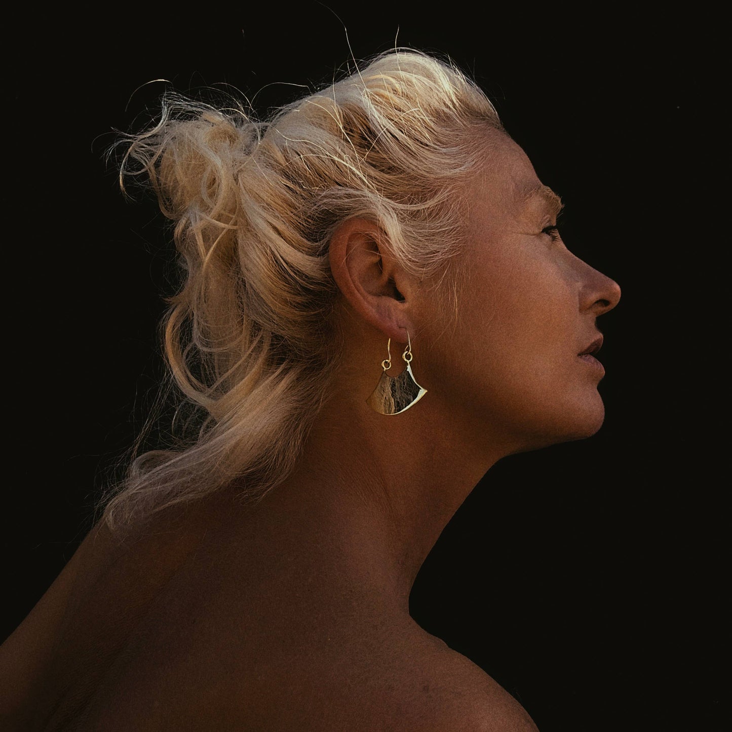 Brass blade curve arc hoop earrings