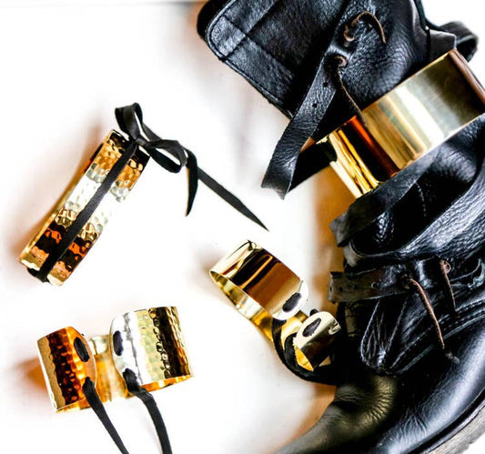 Hammered  brass - 1" Anklet: Gold