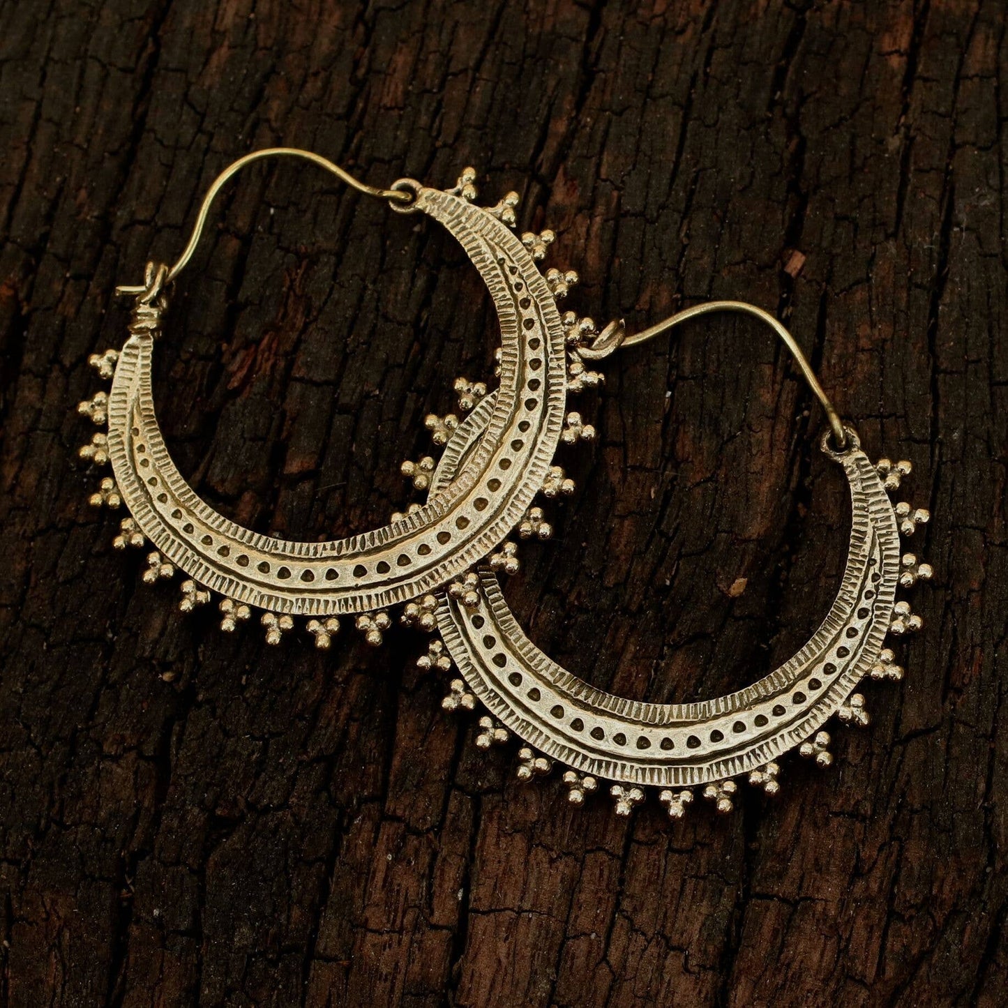 Small Brass Tribal Hoop Earring