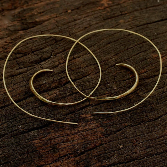 Brass Needle Spiral Earring