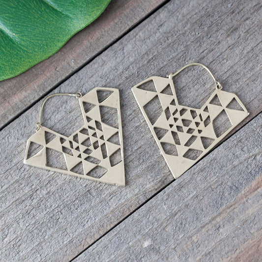 Brass Trikona Earring