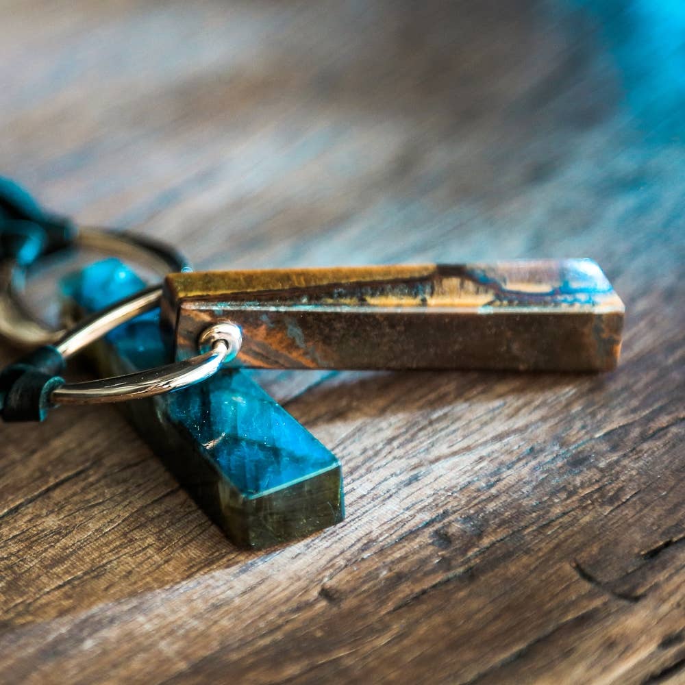 Brass Pendant Necklace Lapis Lazuli Labradorite 4 styles: Labradorite