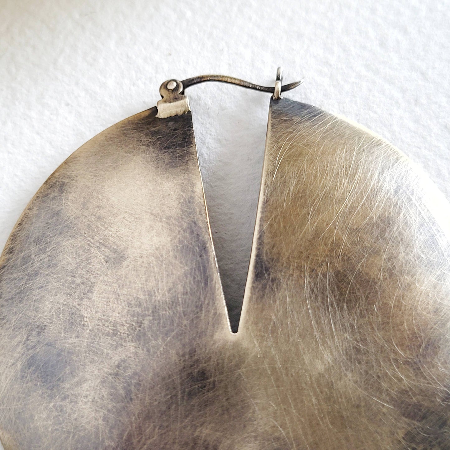 Brass distressed hoop Earrings hoops handcrafted: Oxidized