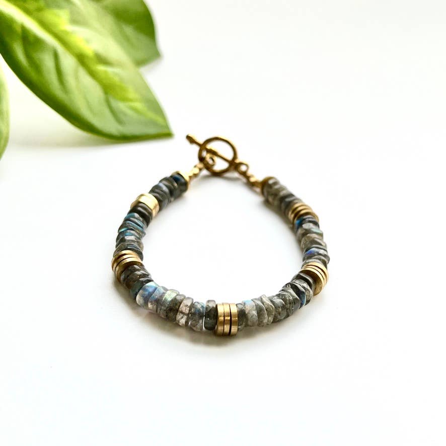 Stone Disc Bracelet: Labradorite