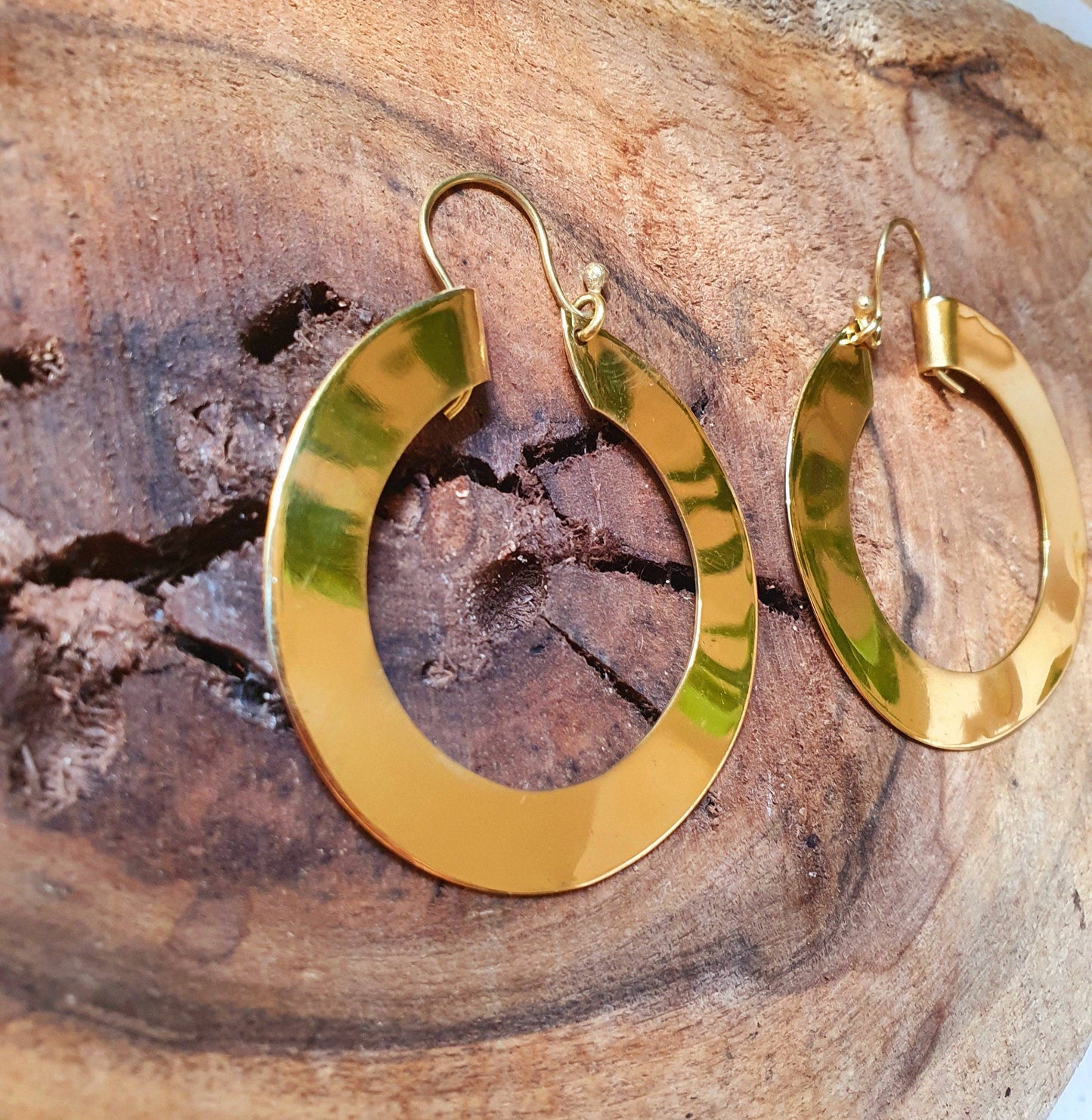Wide Flat Gold Hoops