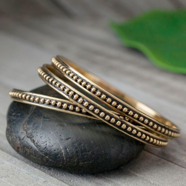 Spotted Brass Bangle Bracelet