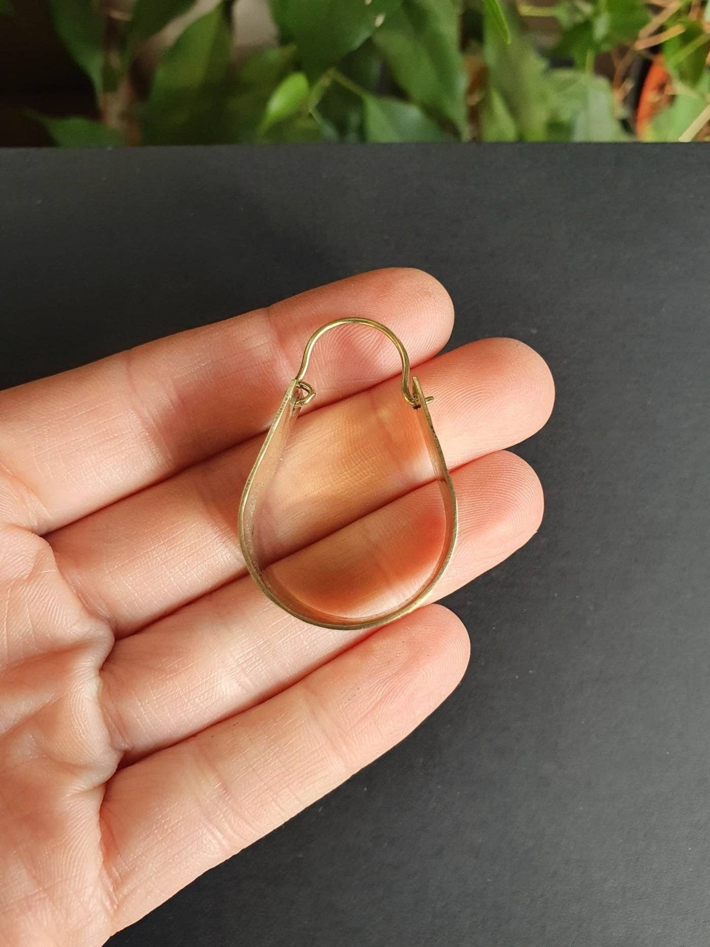 Wide Hammered Brass Hoops / Hammered Flat /  Gold Hoops / Ethnic Boho Classic XL Bohemian Chic Gold Gypsy Spiral Hippie Hiphop Festival