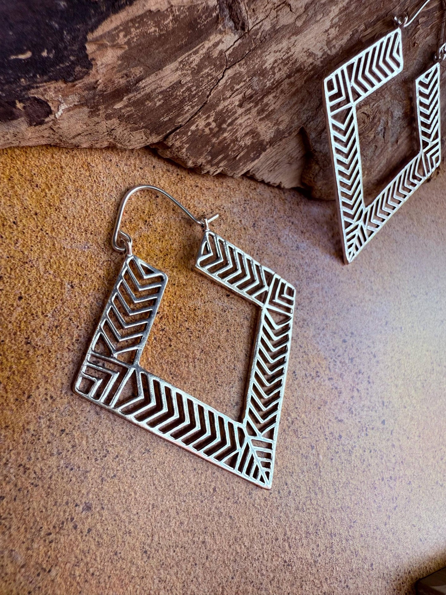 Large Asymmetric Statement Brass Earrings, Irregular Hoops, Gift Ready Option / Boho Look / Festival Fashion