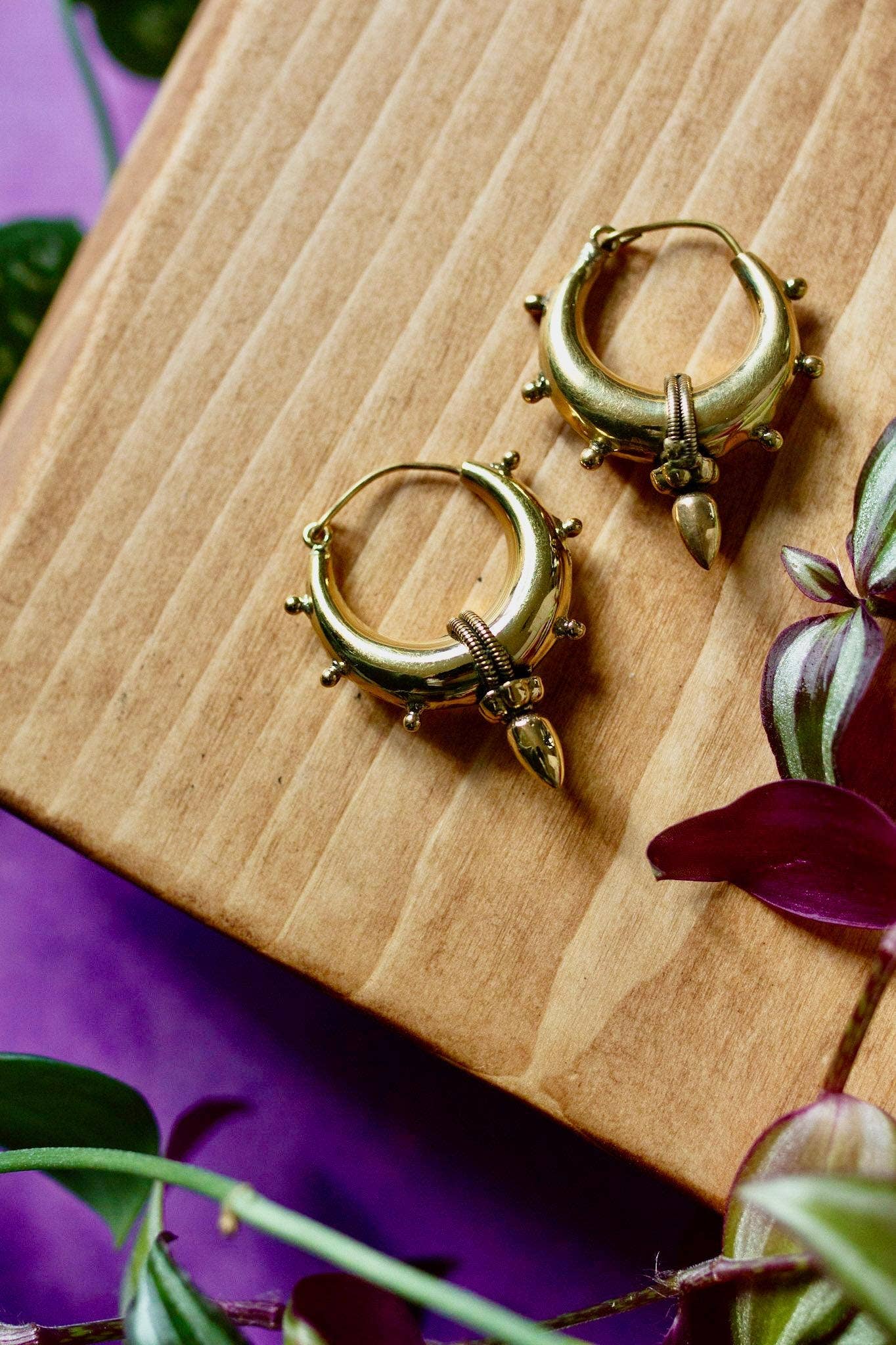 Tribal Chunky Brass Hoops