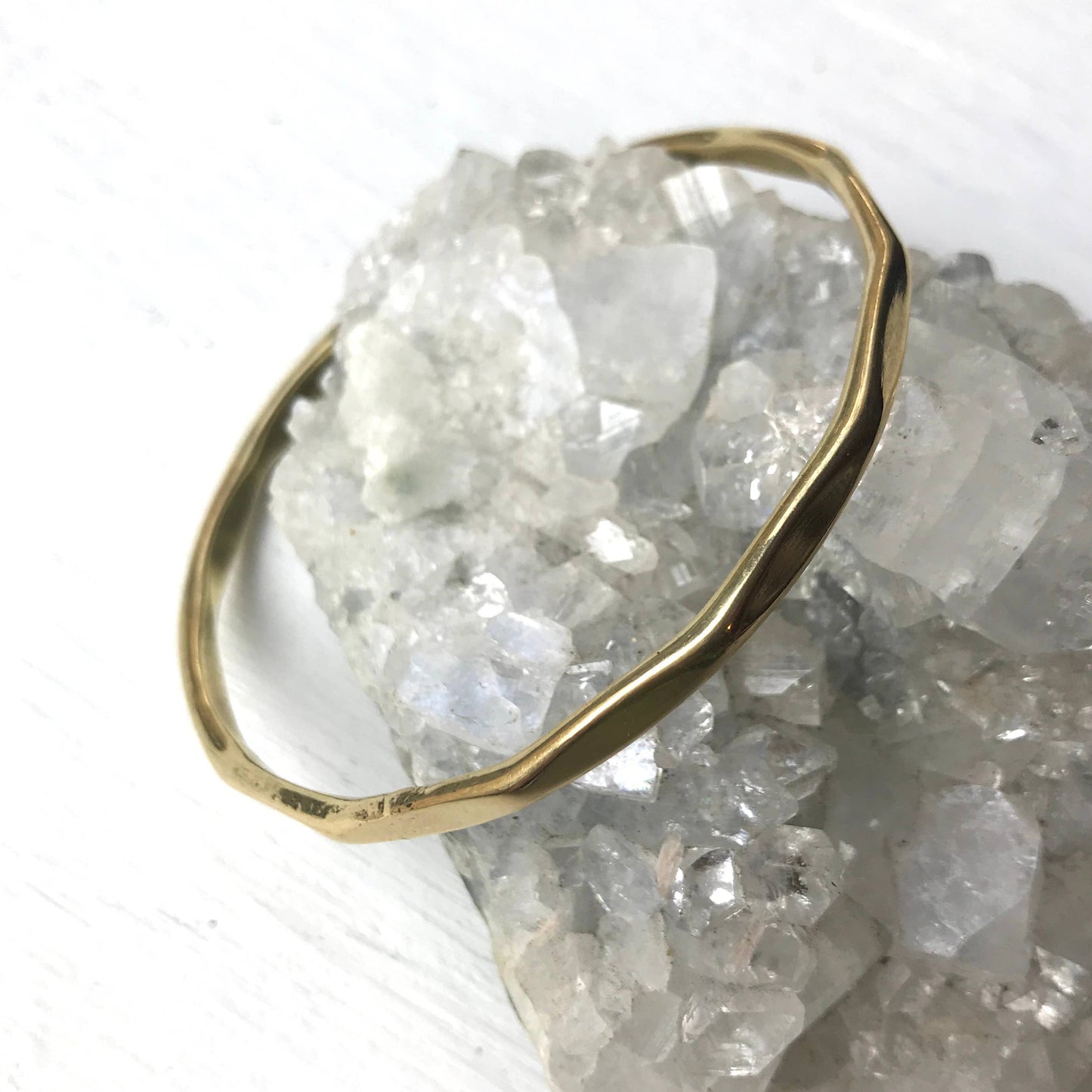 Hammered Brass Bangle: Hexagon