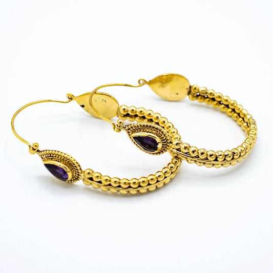 Amethyst Spotted Hoop Earring