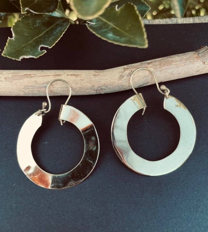 Wide Flat Gold Hoops