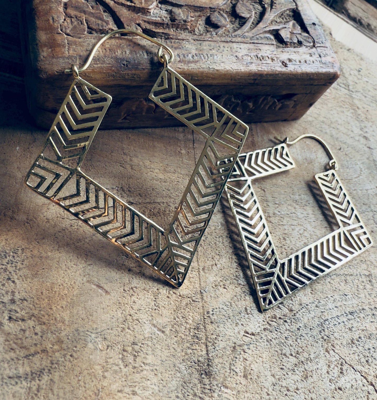 Large Asymmetric Statement Brass Earrings, Irregular Hoops, Gift Ready Option / Boho Look / Festival Fashion