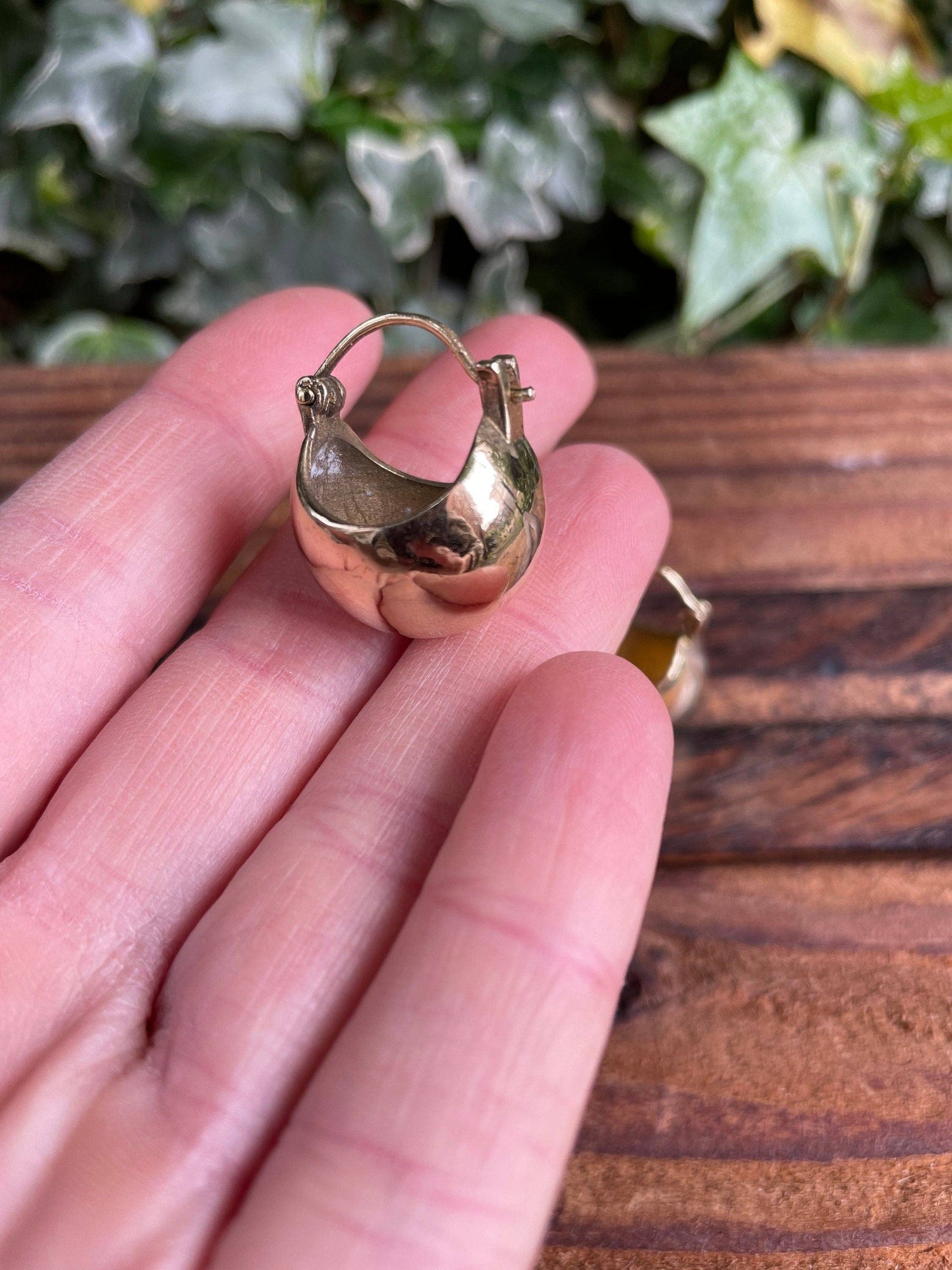 Chunky Ball Hoop Earrings Gold Brass
