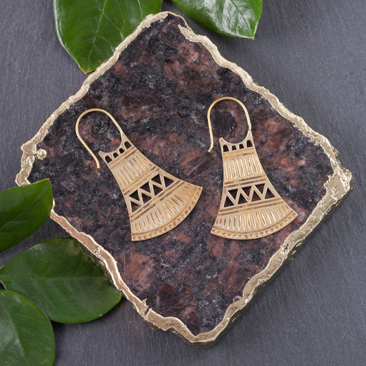 Brass Tribal Bell Earring: Large