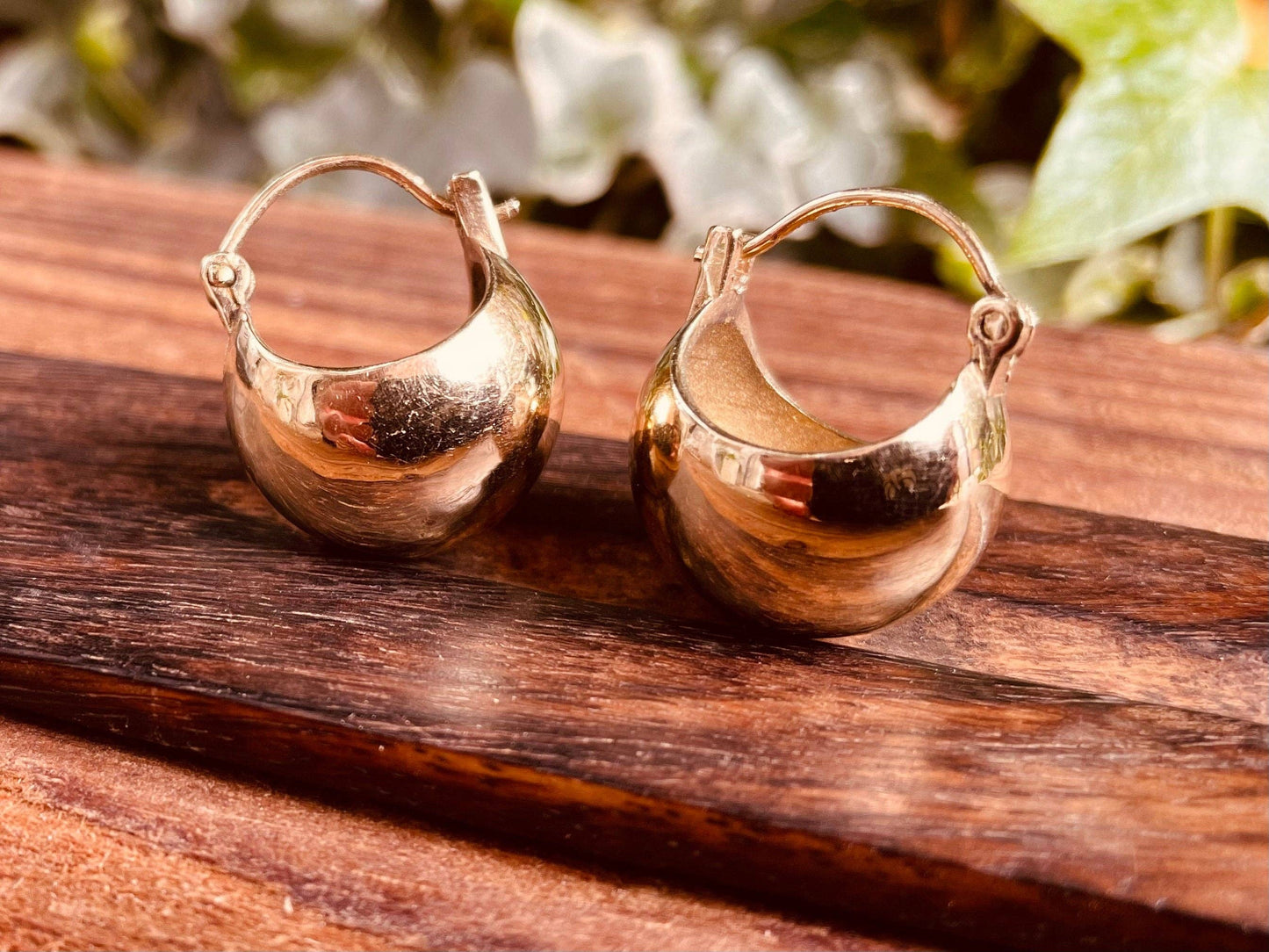 Chunky Ball Hoop Earrings Gold Brass