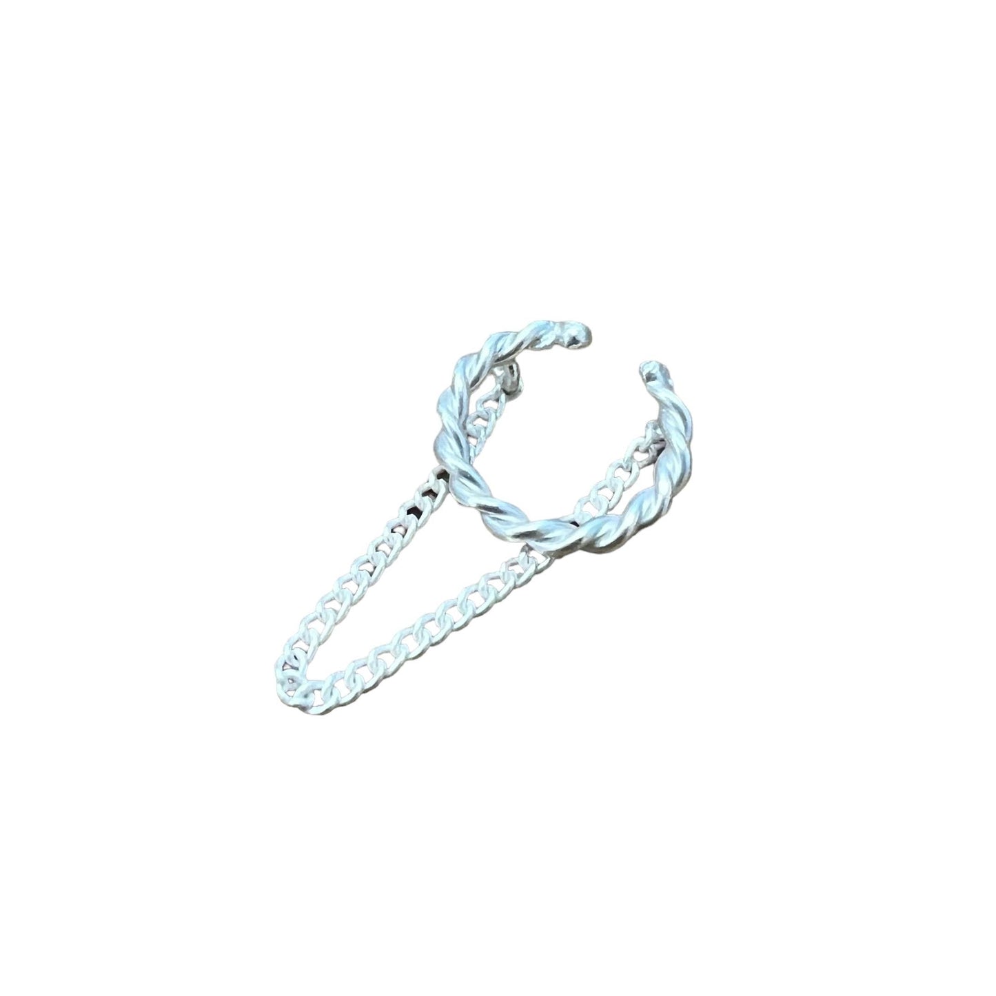 Sterling Silver Twisted Ear Cuff with Chain