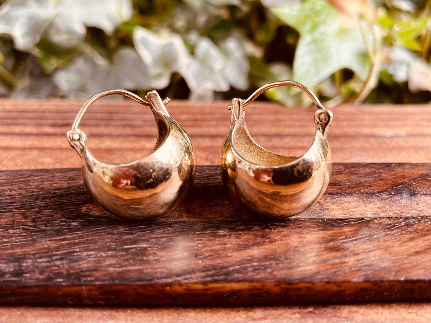 Chunky Ball Hoop Earrings Gold Brass