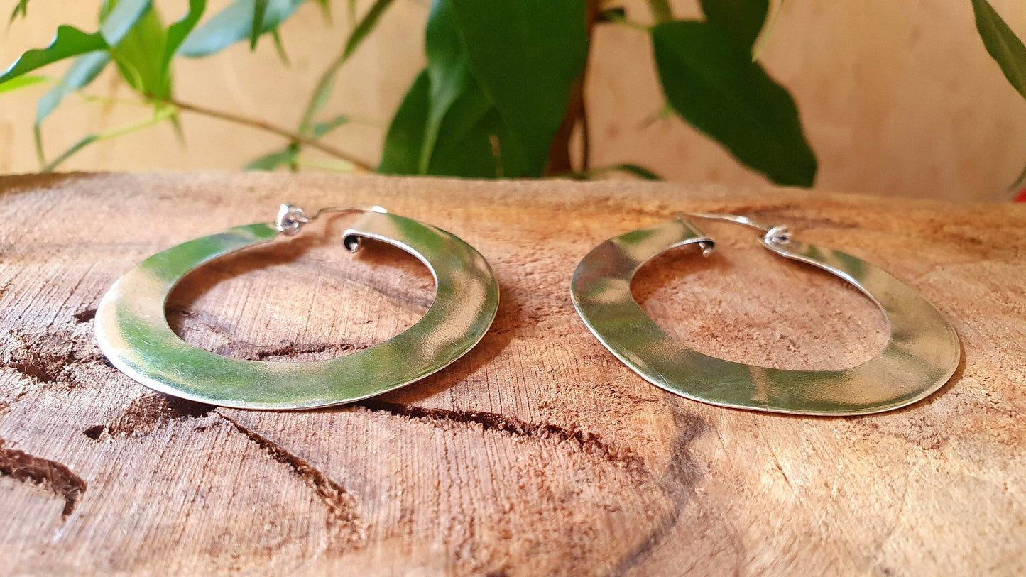 Wide Flat Gold Hoops