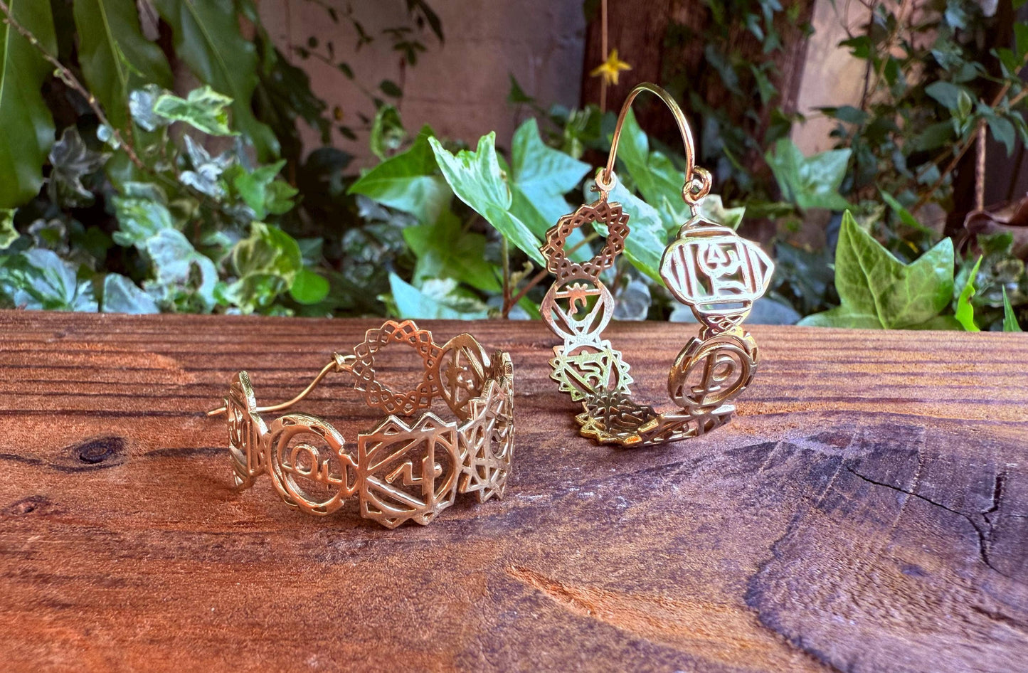 Chakra Brass Hoop Earrings