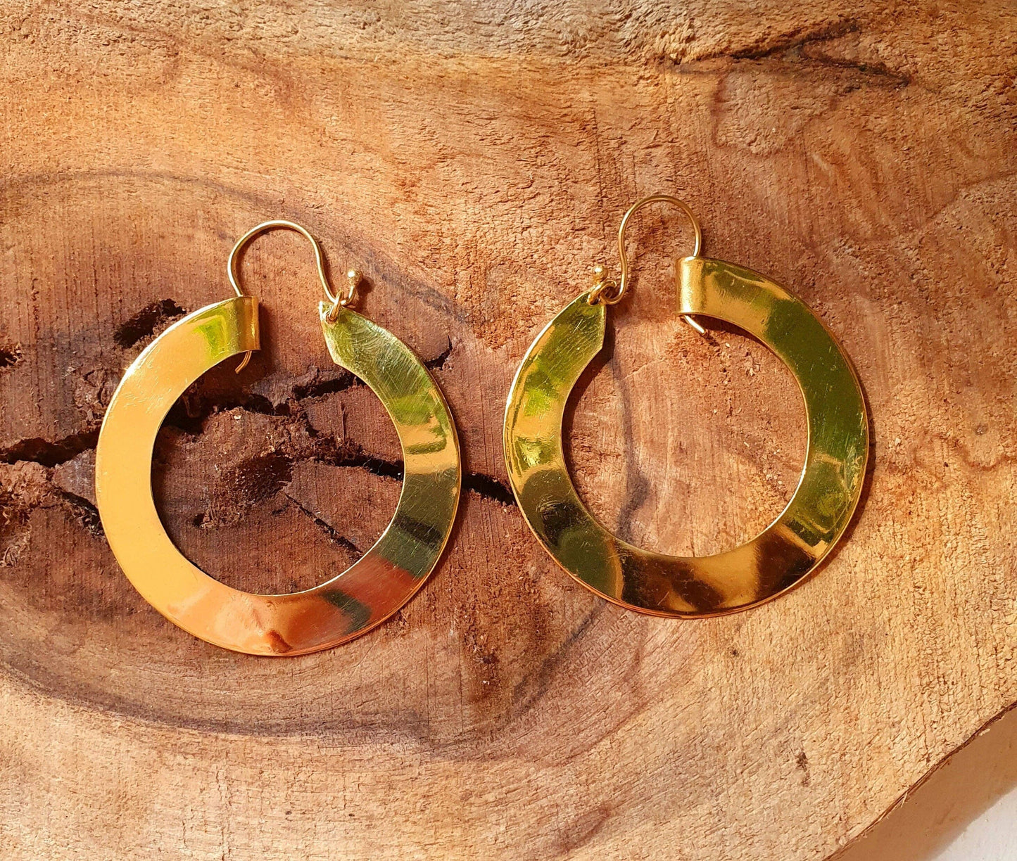 Wide Flat Gold Hoops