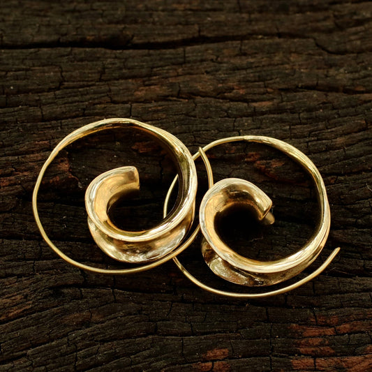 Brass Curl Spiral Earring