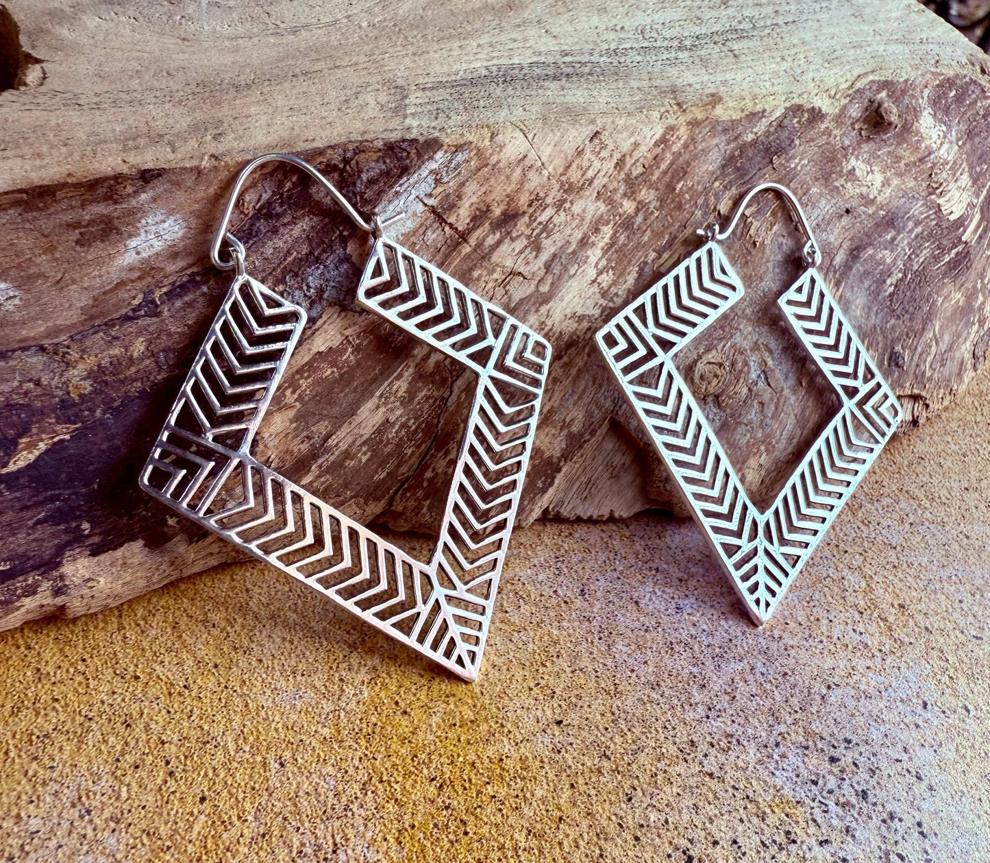 Large Asymmetric Statement Brass Earrings, Irregular Hoops, Gift Ready Option / Boho Look / Festival Fashion