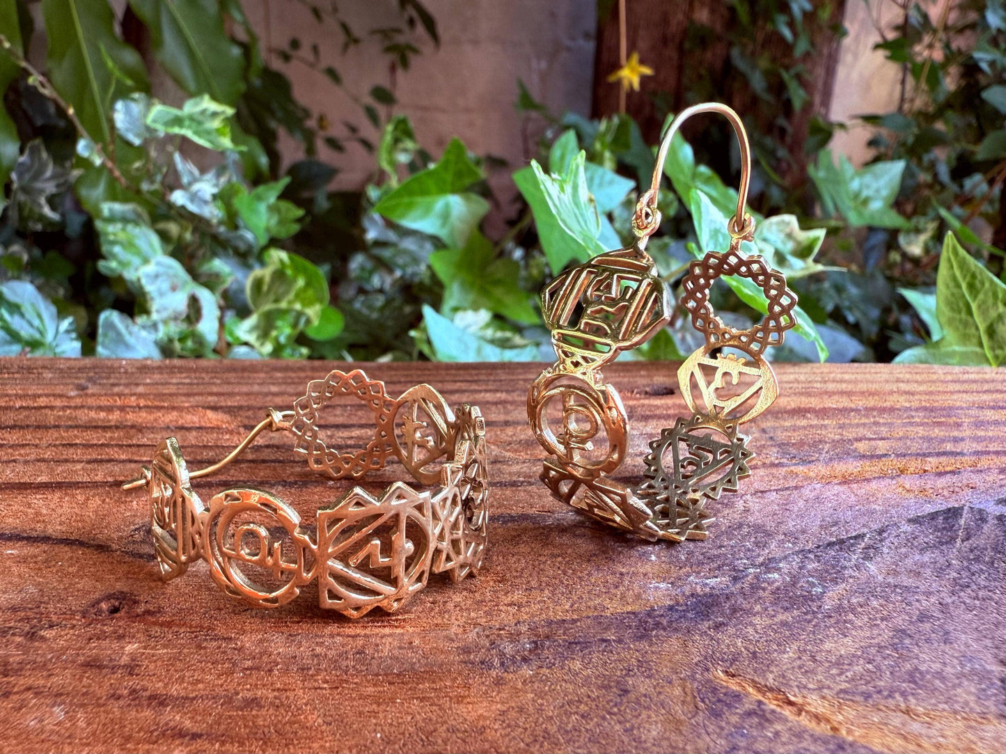 Chakra Brass Hoop Earrings