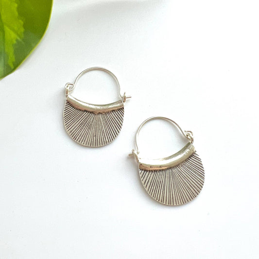 Hill Tribe Sterling Silver Etched Petal Earring: Large