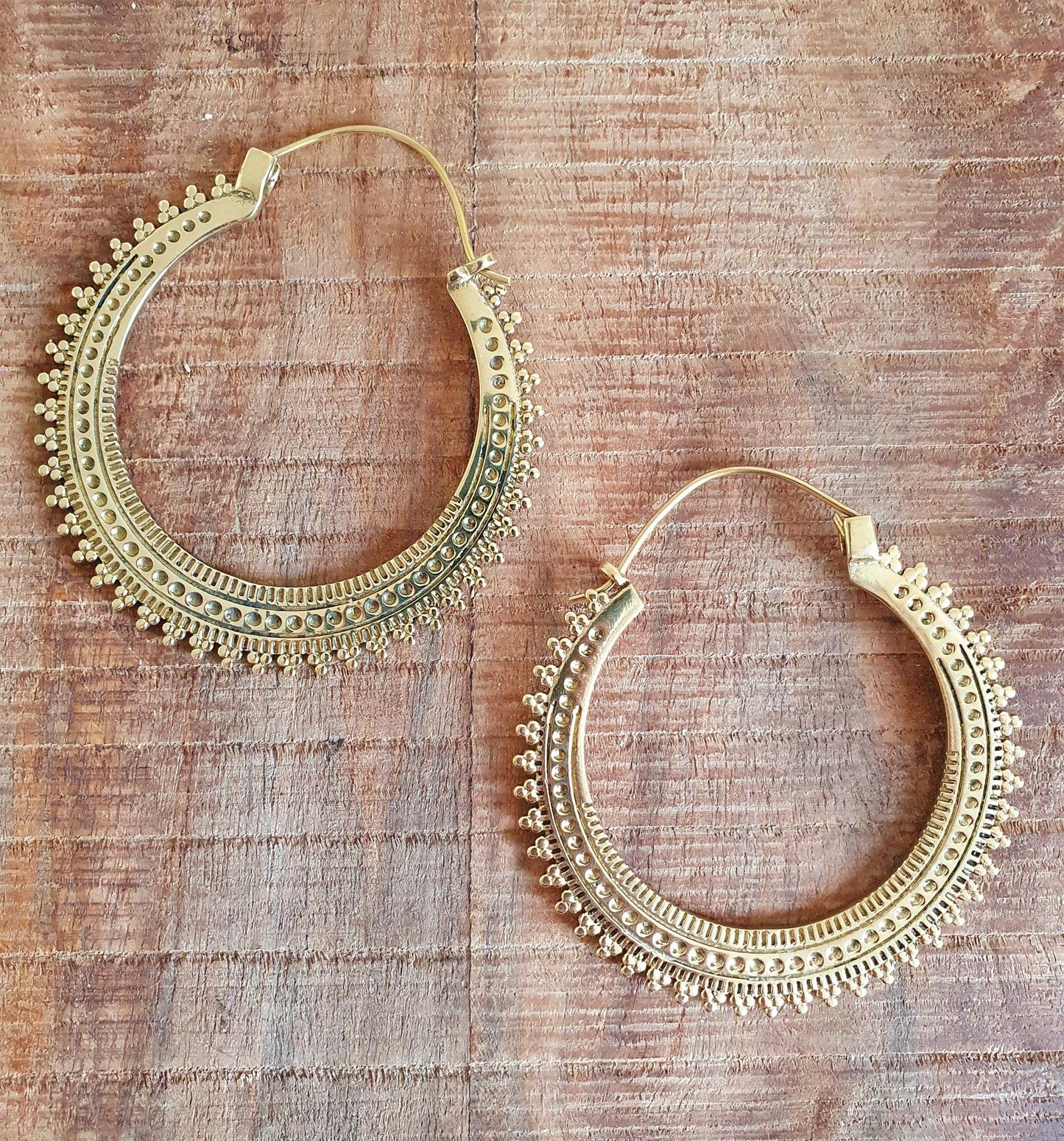 Large Boho Gold Hoops Tunnels; Boho Ethnic Rustic Indian Festival Psy Gypsy Spiral Hippie style