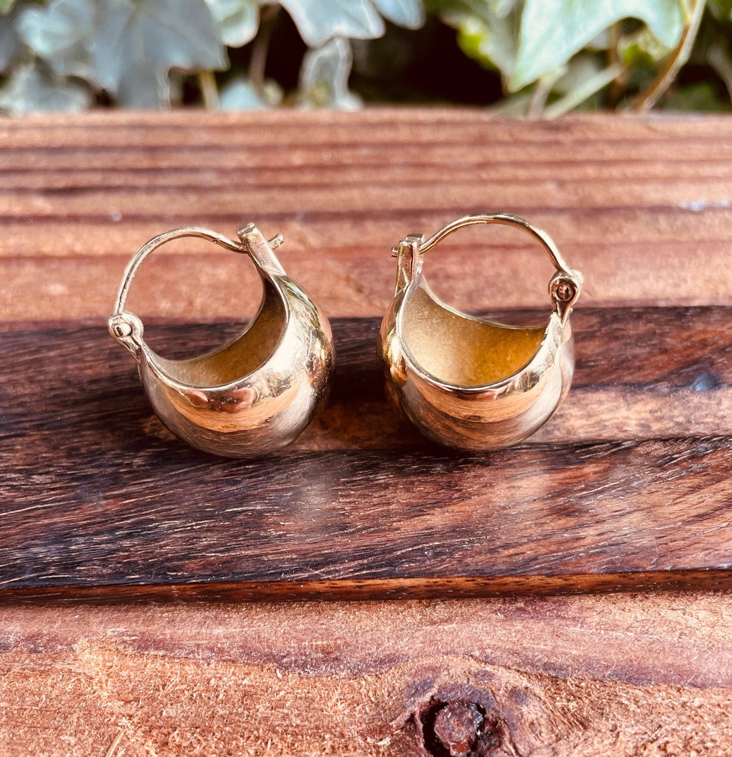Chunky Ball Hoop Earrings Gold Brass
