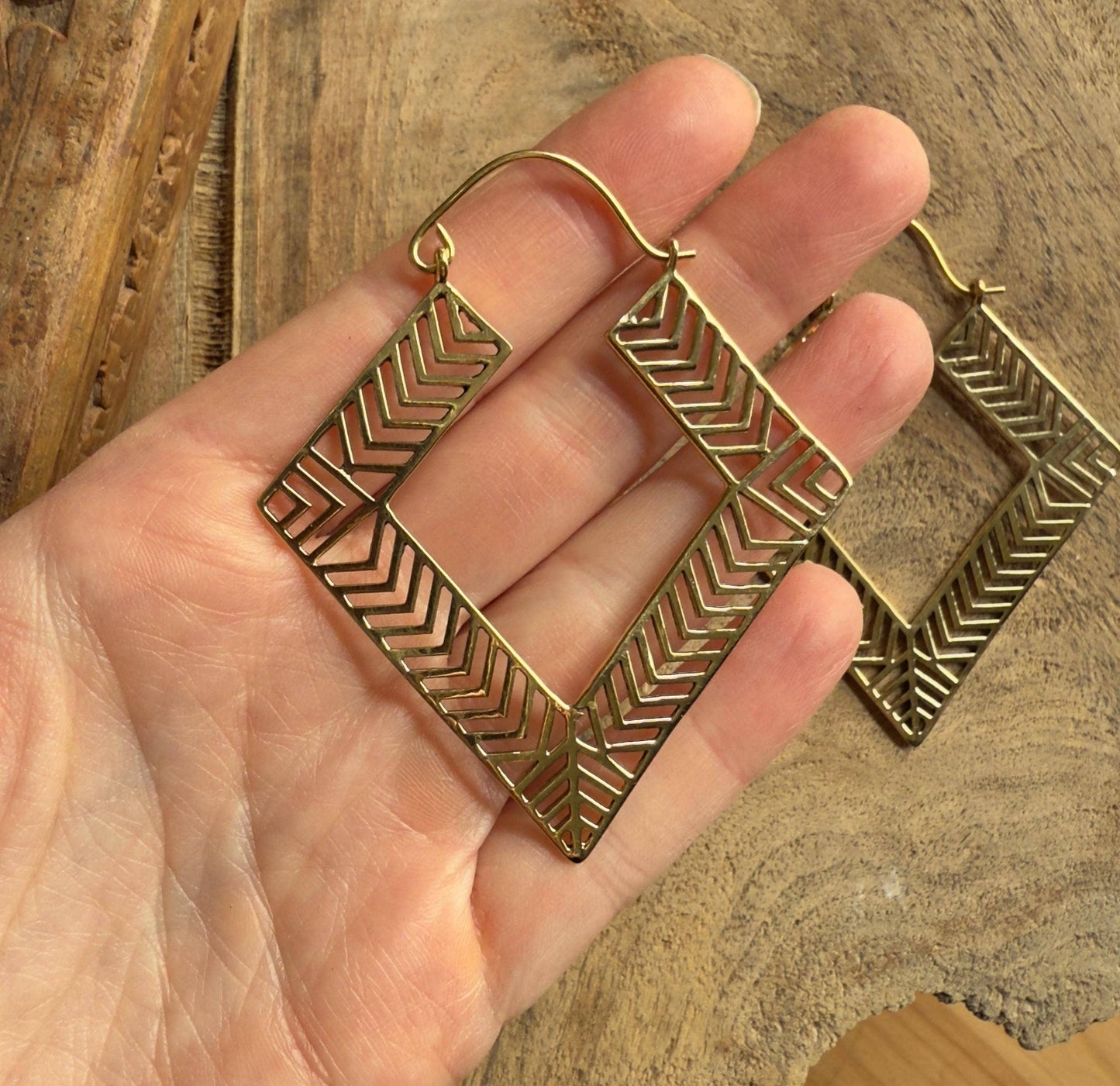 Large Asymmetric Statement Brass Earrings, Irregular Hoops, Gift Ready Option / Boho Look / Festival Fashion