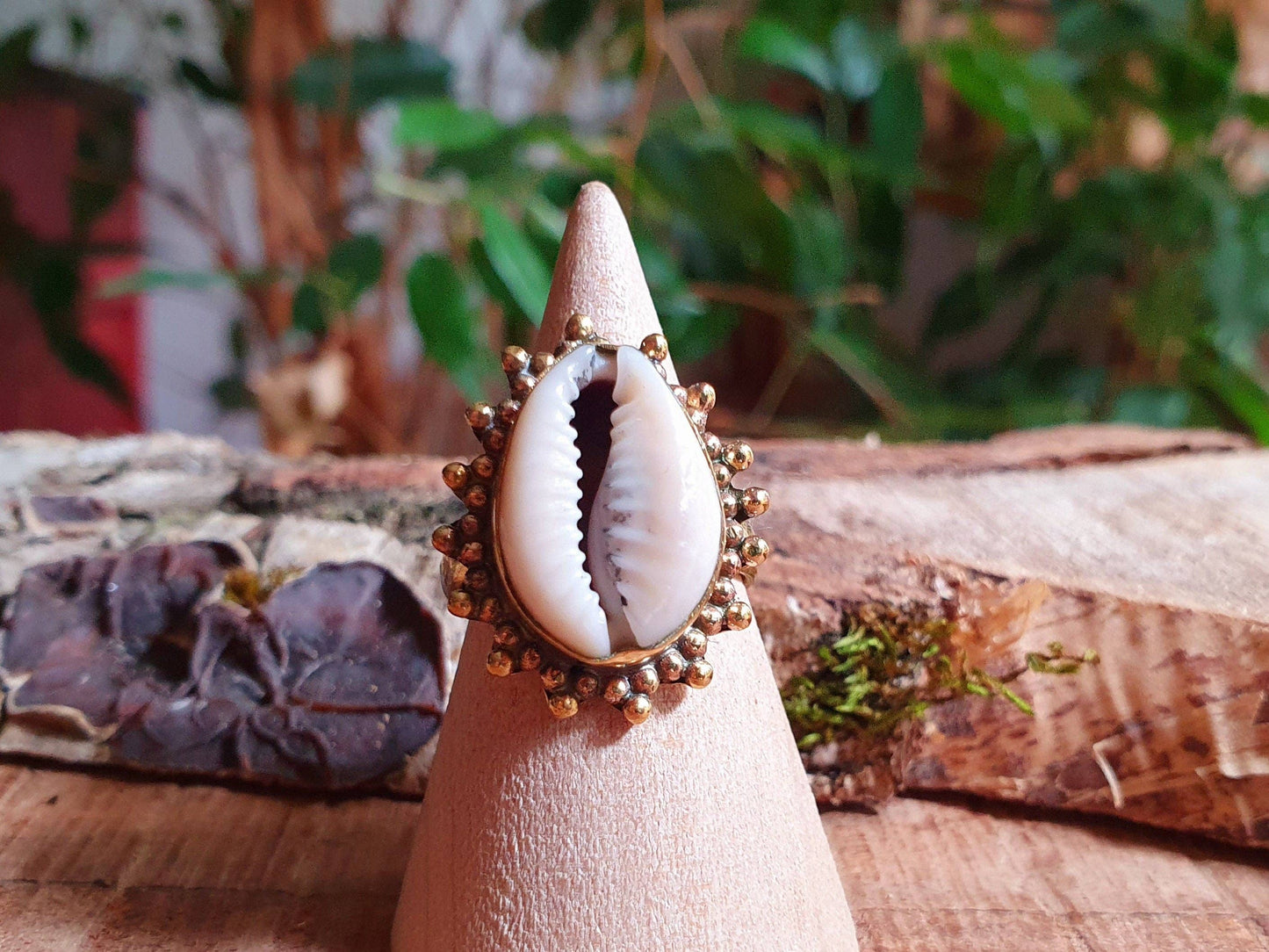 Cowrie Shell Brass Ring