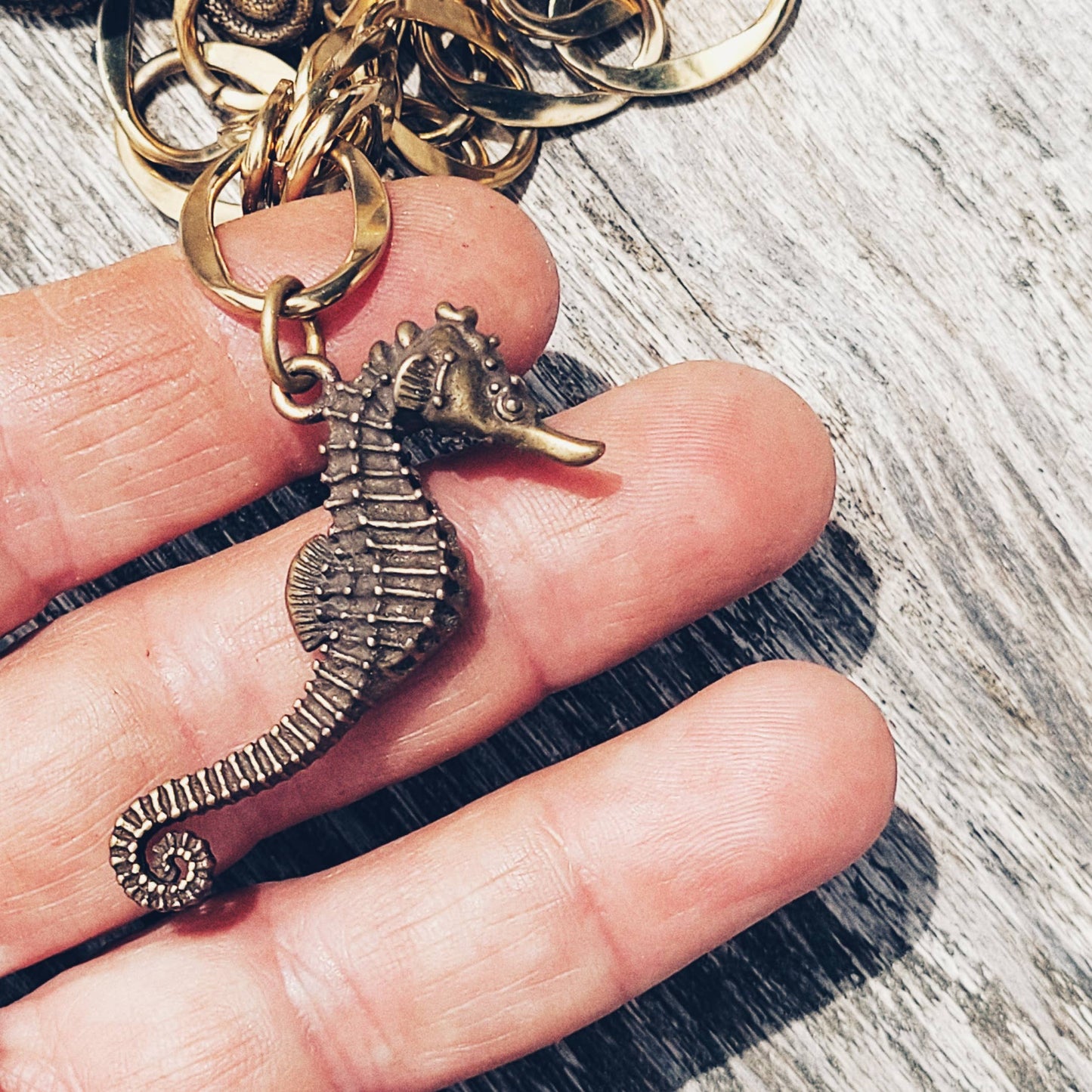 Brass whistle animal seahorse chain 3 styles charm necklace: All charms on chain