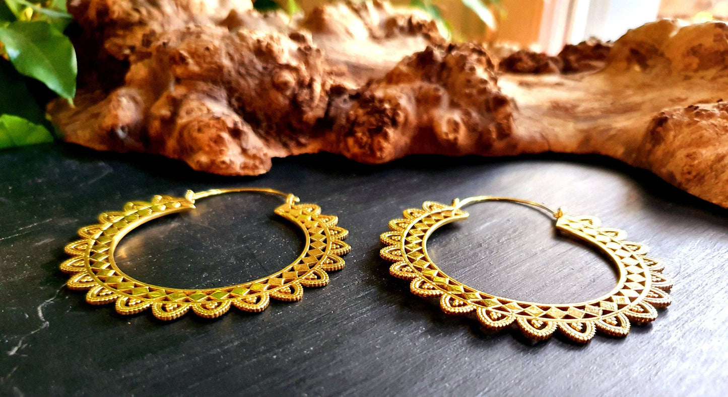 Extra large Brass Hoop Earrings