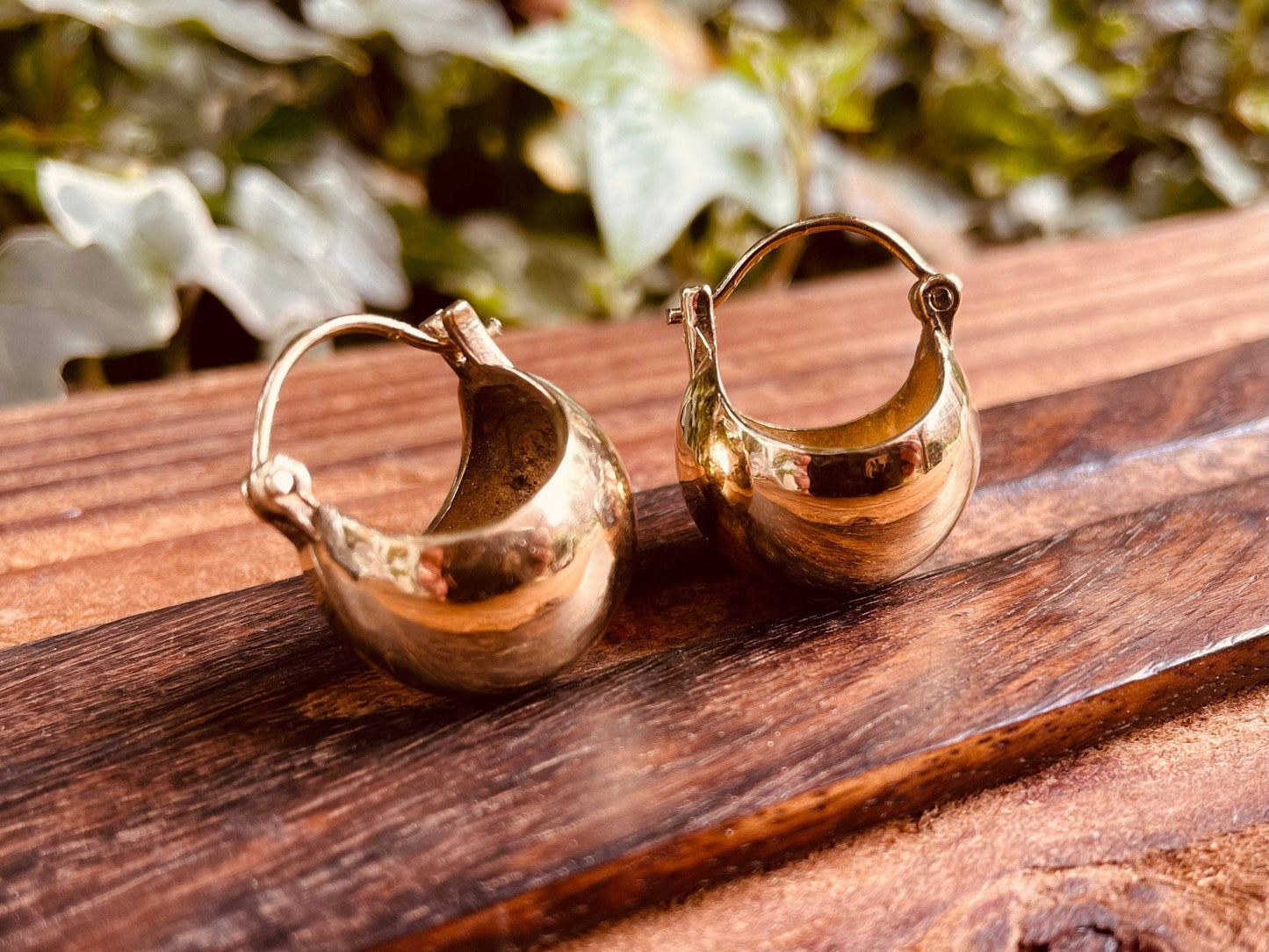 Chunky Ball Hoop Earrings Gold Brass