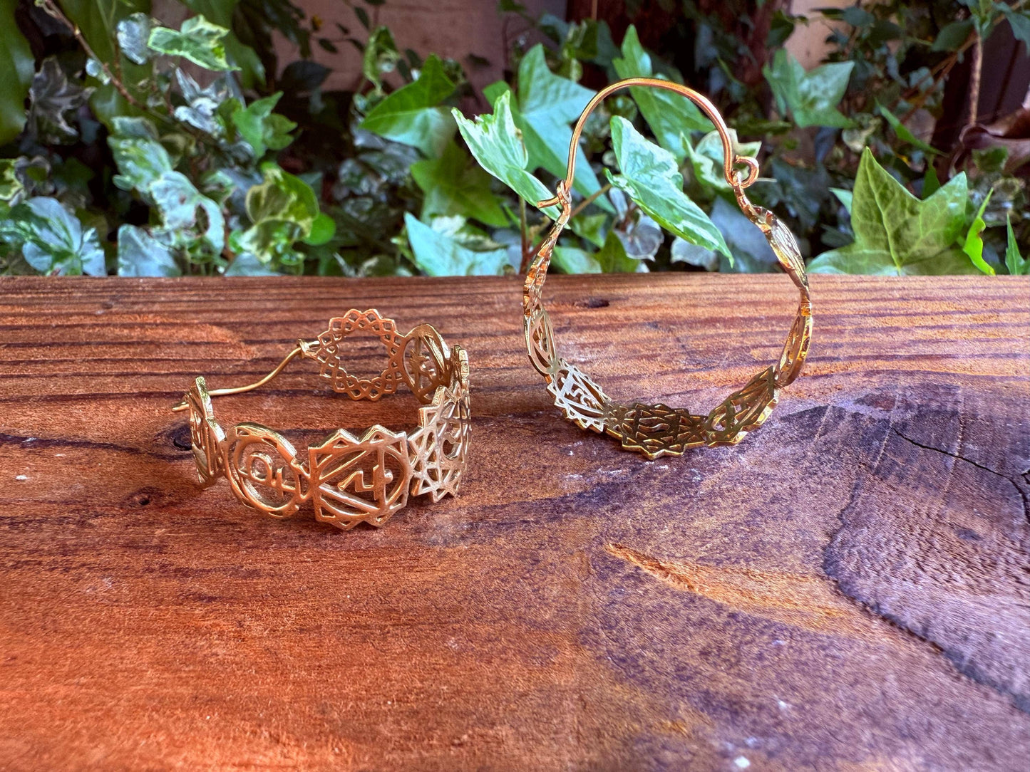 Chakra Brass Hoop Earrings