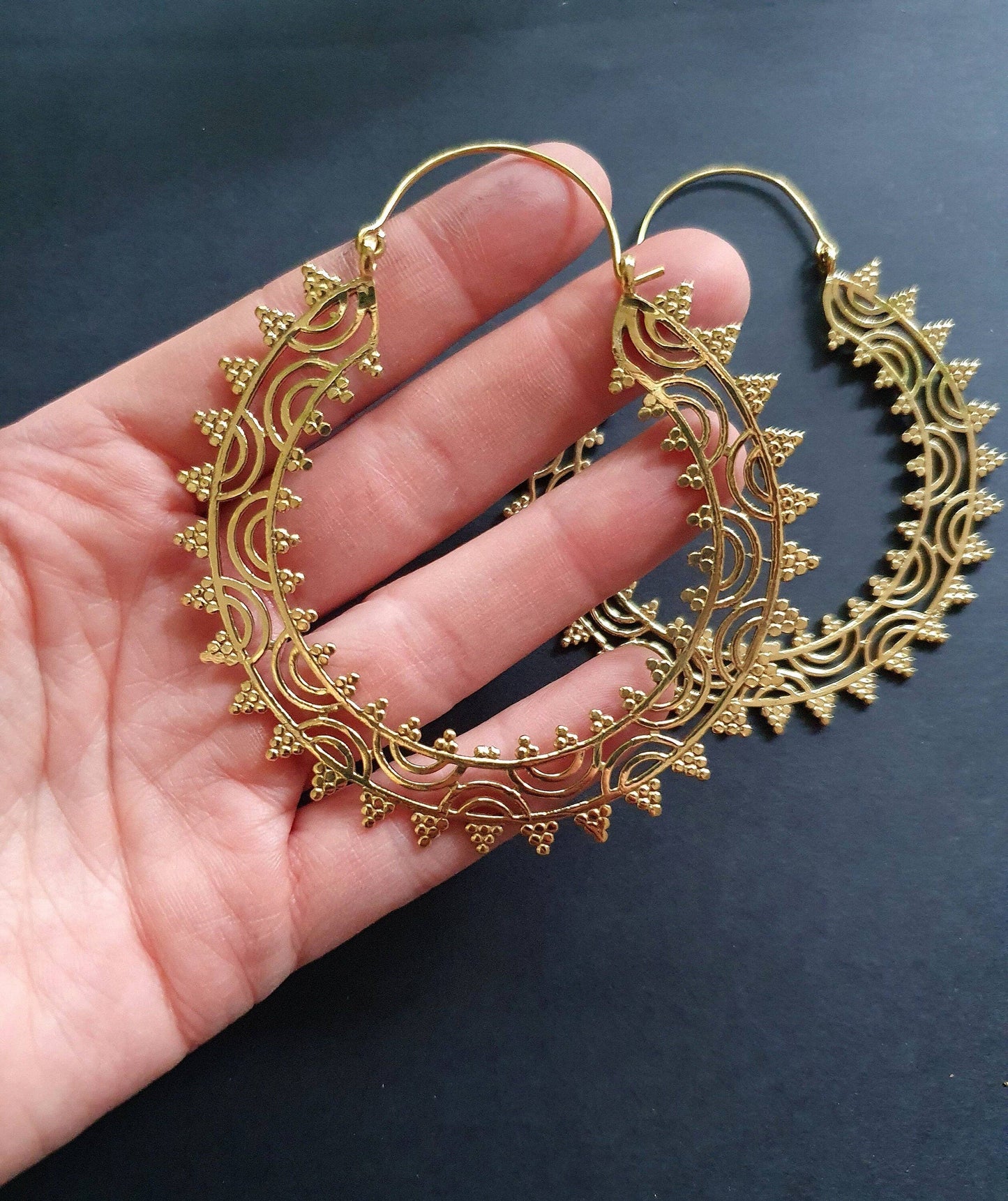 Extra large Brass Hoop Earrings